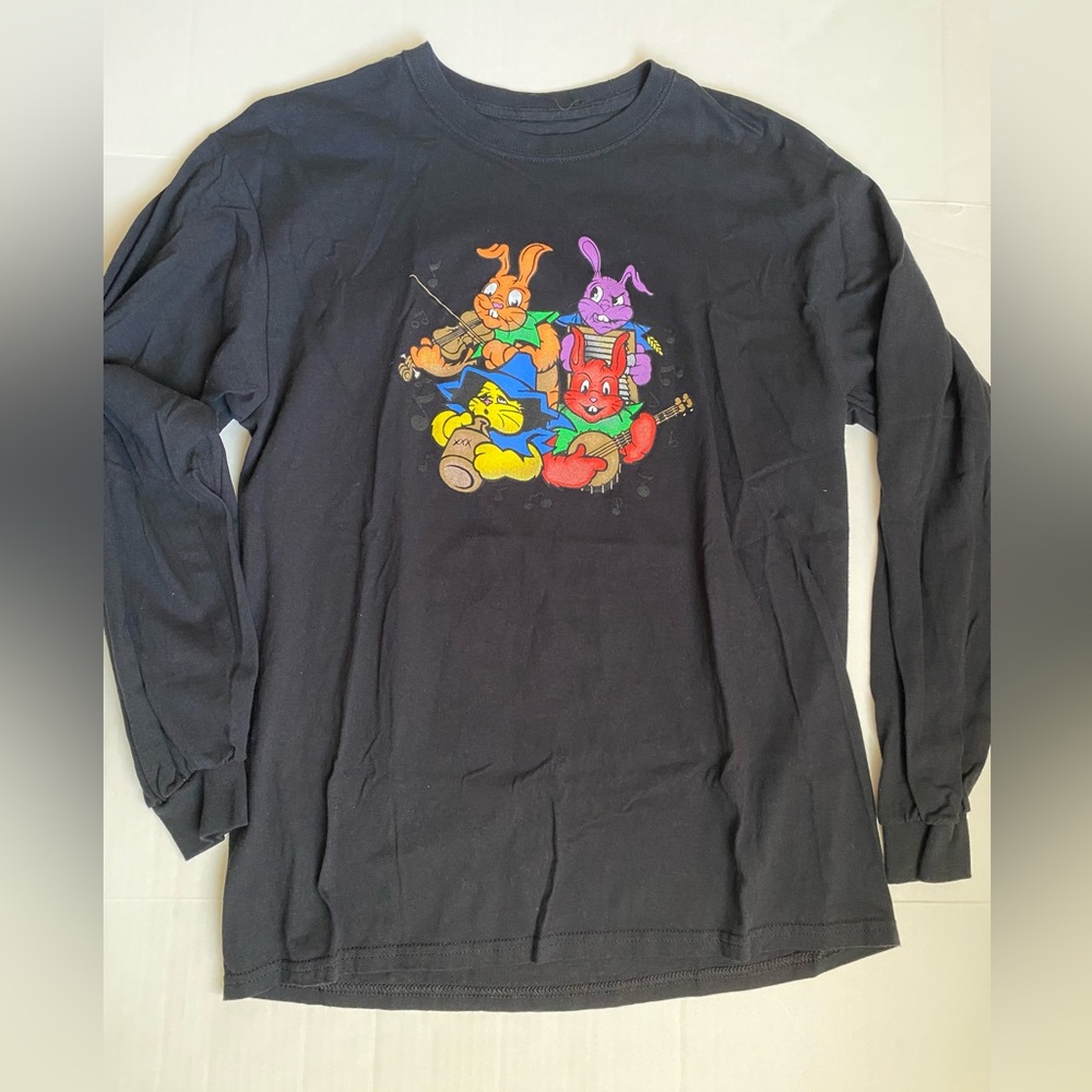ICY Rabbit Band Graphic Long Sleeve T-Shirt Black Size Large Excellent Condition